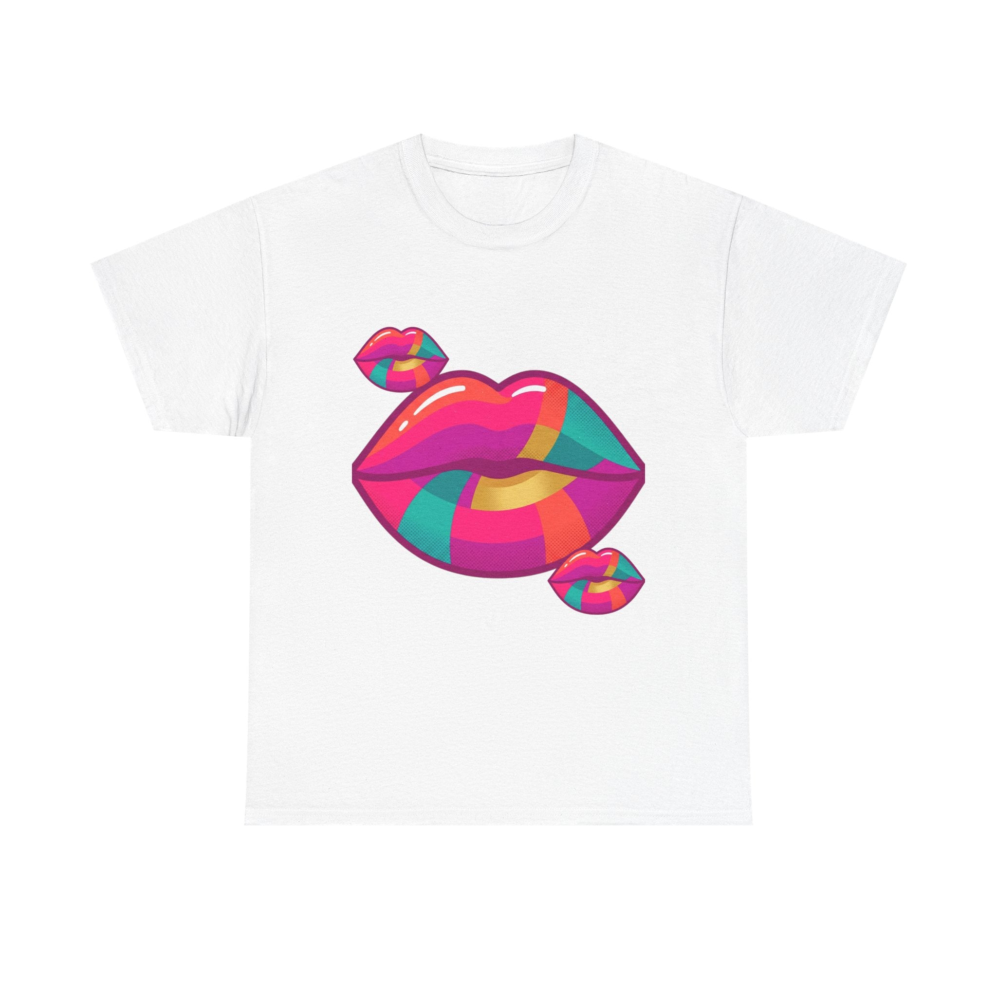 Pop Art Kiss Lip Graphic Tee — Colorful Bold Lip Design T-Shirt