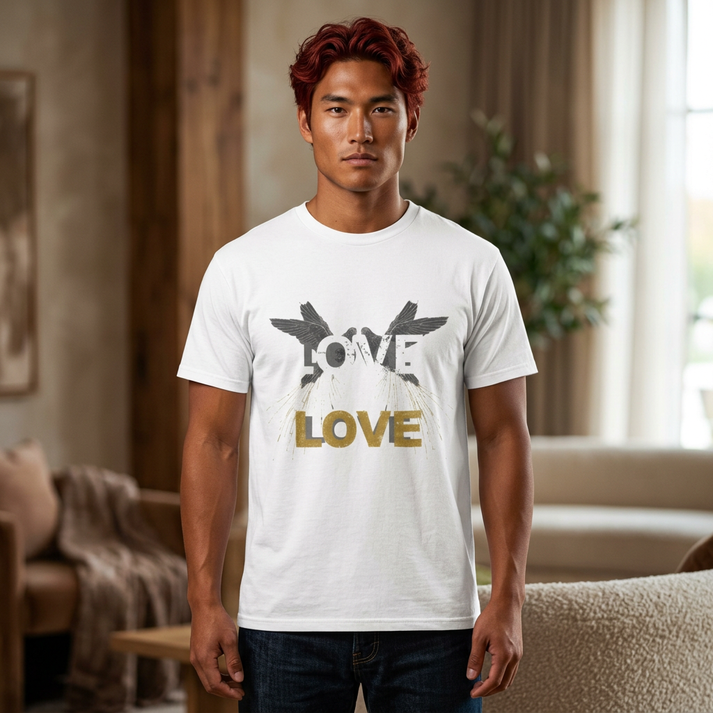 T-Shirt — Gold LOVE Retro Palm Graphic Tee