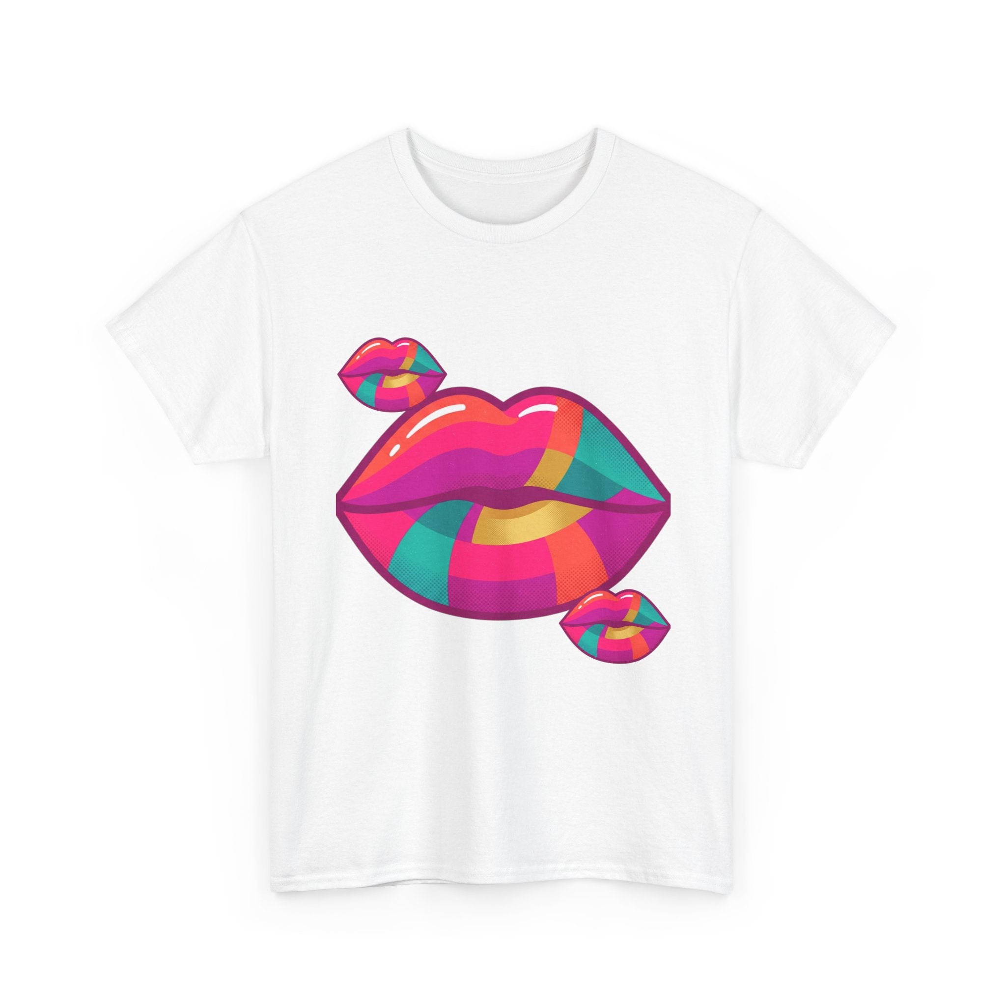 Pop Art Kiss Lip Graphic Tee — Colorful Bold Lip Design T-Shirt